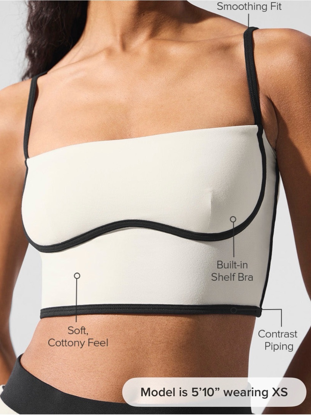 Alo Airbrush Streamlined Bra Tank - Ivory/Black